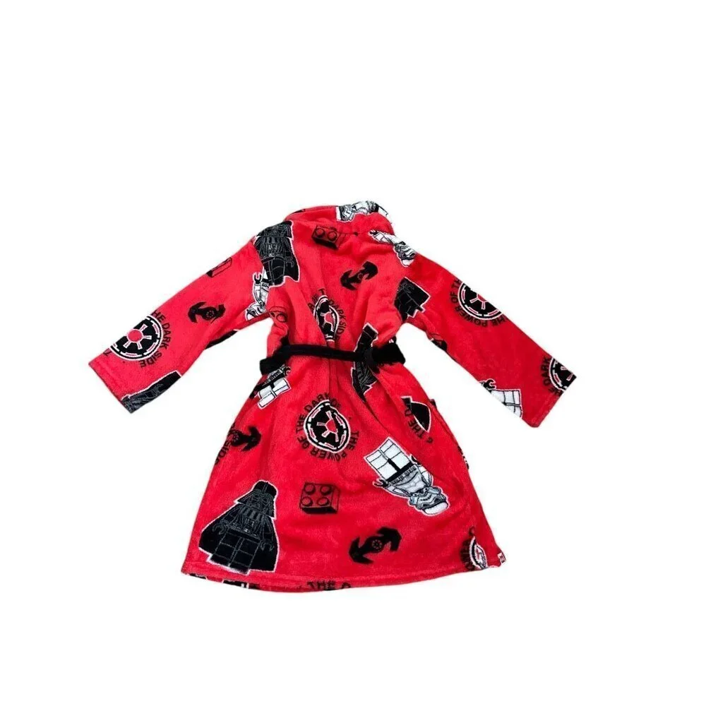 Star Wars Kids Robe Red Black Darth Vader Dark Side Fleece Polyester Belted Size
